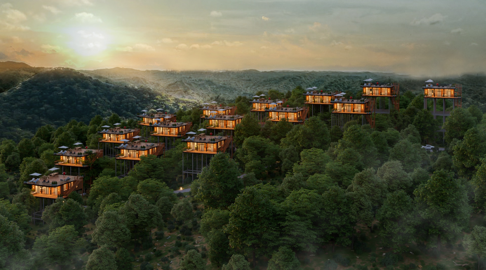 Single Residence at dusk